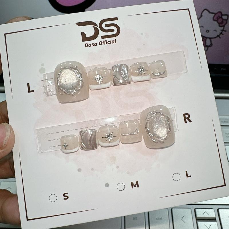  Móng chân giả form dài nail box chân đính đá design đơn giản sang trọng MC089 tặng KÈM keo dán móng túi mù mắt mèo thạch đỏ trang guong 