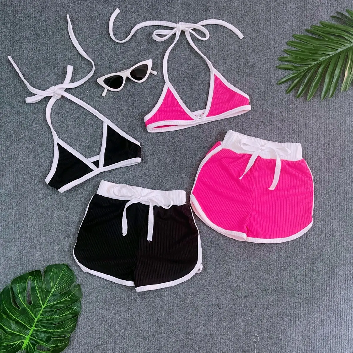 Bikini 2 Cột Dây Quần Đùi Năng Động Cho Bé Gái