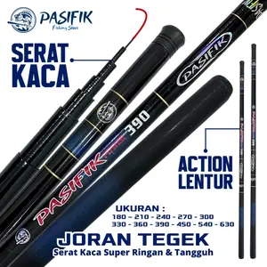 PASIFIK Joran Tegek Serat Kaca Lentur Ultralight 180-630CM Joran Pancing Tegek Ikan Nila Lele Mujair
