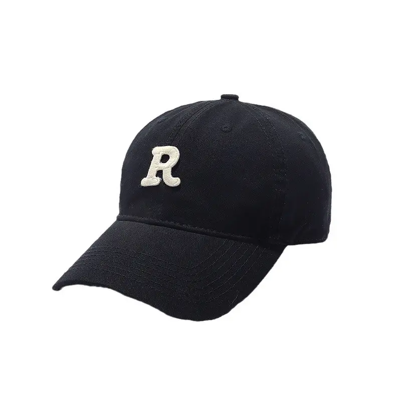 Baseball Cap for Women Spring and Autumn Korean Style Letter R Mark 2024 New Fashion Big Brim Slim Face Small Peaked Cap for Men.
