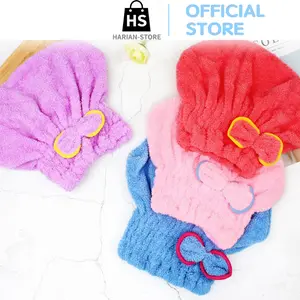(Harian-Store)Handuk Kepala H763 Shower Cap Dry Hair Handuk Keramas Cepat Kering Handuk Pengering Rambut Praktis Model Pita