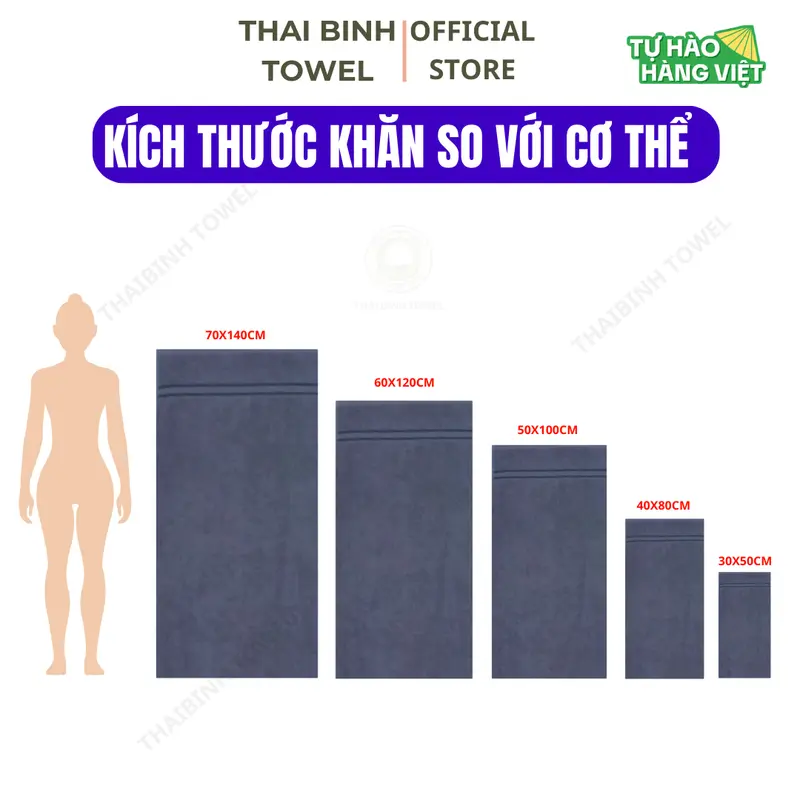 Combo 3 khăn tắm đại 70x140cm THAIBINH TOWEL làm từ sợi cotton cao cấp mềm mịn thấm hút nước 6