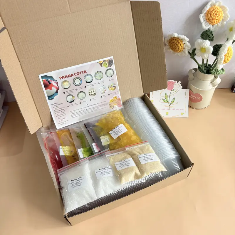 [Combo Panna 5 VỊ] Set nguyên liệu Panna Cotta siêu sốt 5 vị tặng kèm 50 hũ - thành phẩm 50-60 hũ 60ml mát lạnh, thơm ngon 2