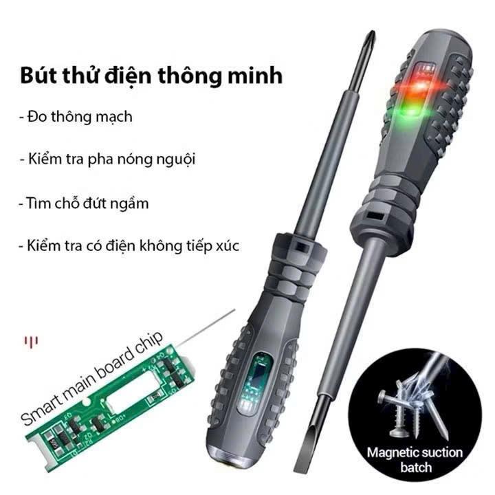 Combo 5 Bút Thử Điện Cảm Ứng Thông Minh Đa Năng Tua Vít Từ Tính đo Thông Mạch Tìm Chỗ Dây Đứt Ngầm