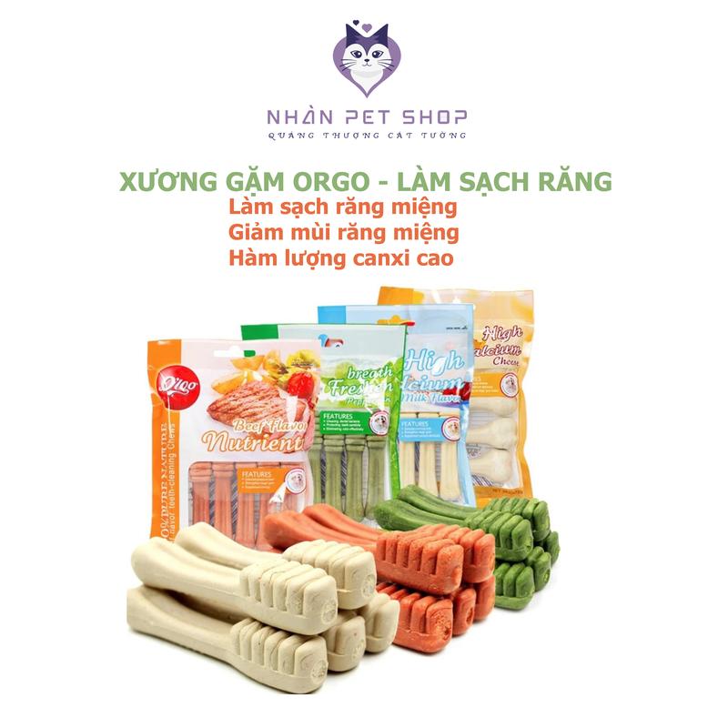 Bánh xương Orgo bổ sung Canxi gặm sạch răng thơm miệng cho bé cún gói 90g - Nhàn Pet Shop 0