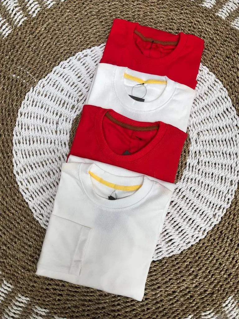 KAOS DEWASA POLOS LENGAN PANJANG MERAH PUTIH