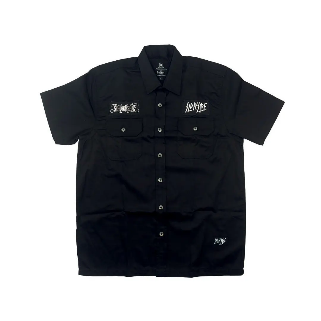 Soldierside Workshirt Pria Distro Casual Hitam "Tribalz" WS170 Bordir Simple Kancing Keren Kantong Variasi Nyaman