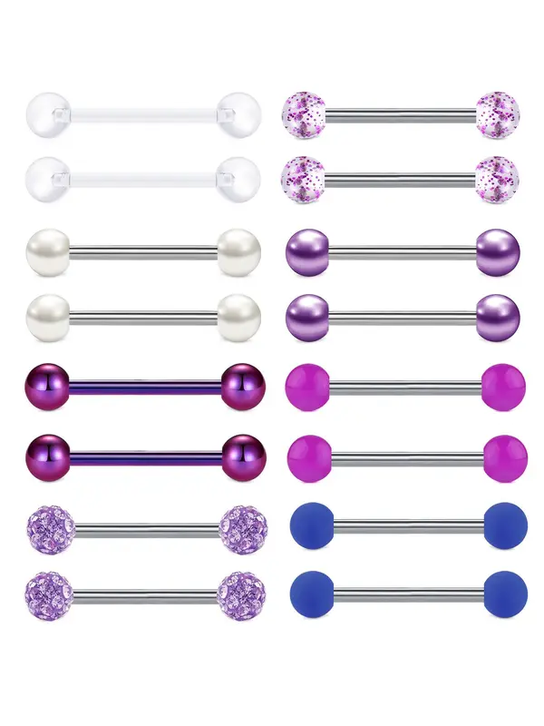 Punk Style Stainless Steel Body Jewelry, 16pcs Body Piercing Accessories for Men & Women for Party, Daily Clothing Decor, Trendy Labret Jewelry for Birthday Gift 1