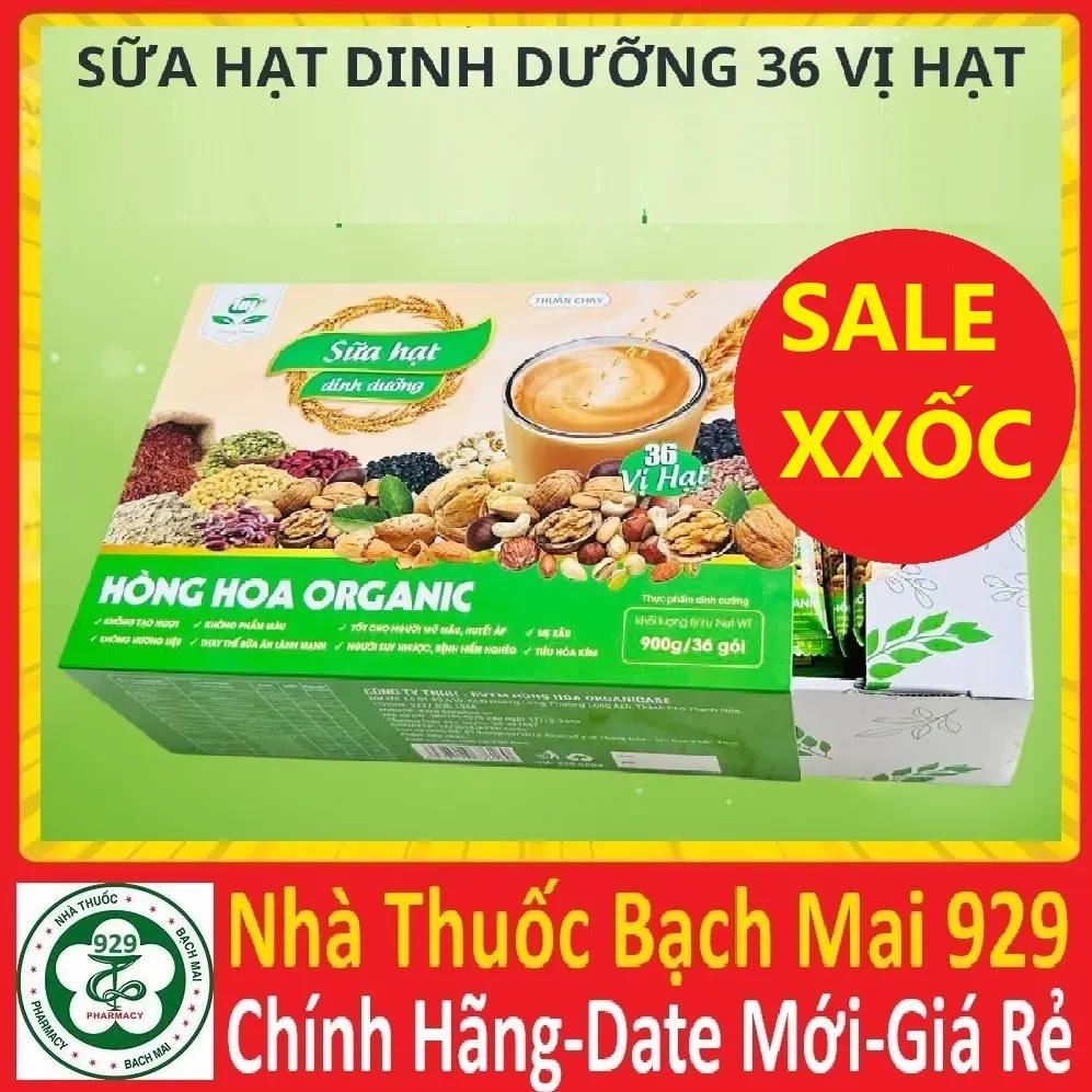 sữa hạt dinh dưỡng thuần chay hồng hoa organic 36 loại vị hạt Food
