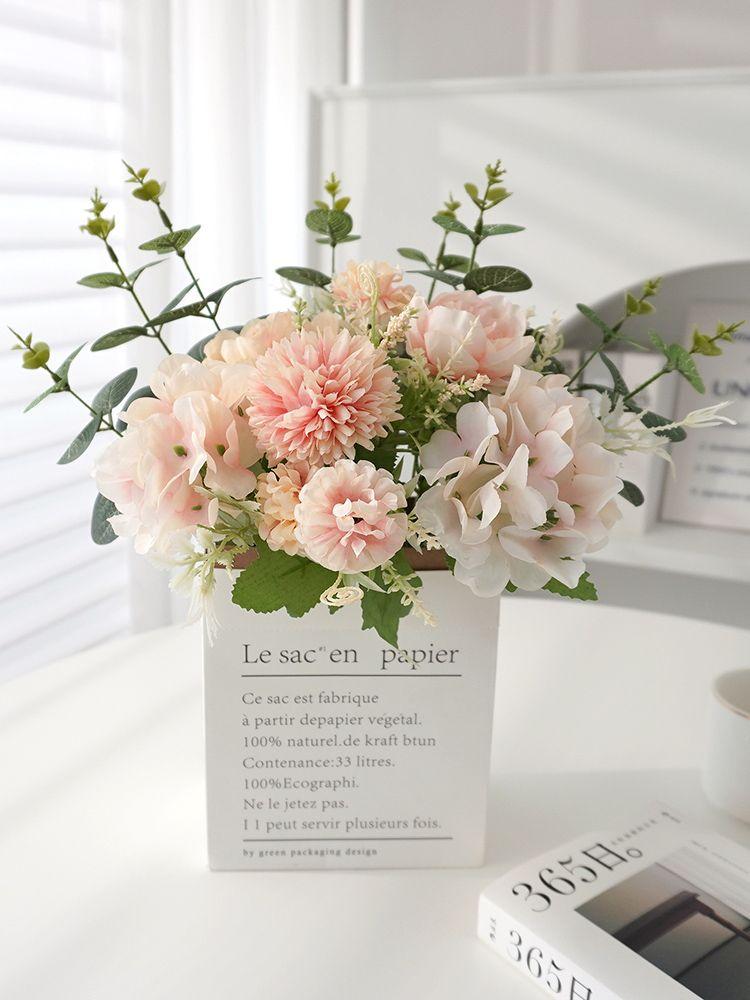 Product Introduction of [Hot sale in stores] Ins Style Sunflower Artificial Flowers Bouquet Home Decor Living Room Desktop Paper Bag Decoration Photo Props 19