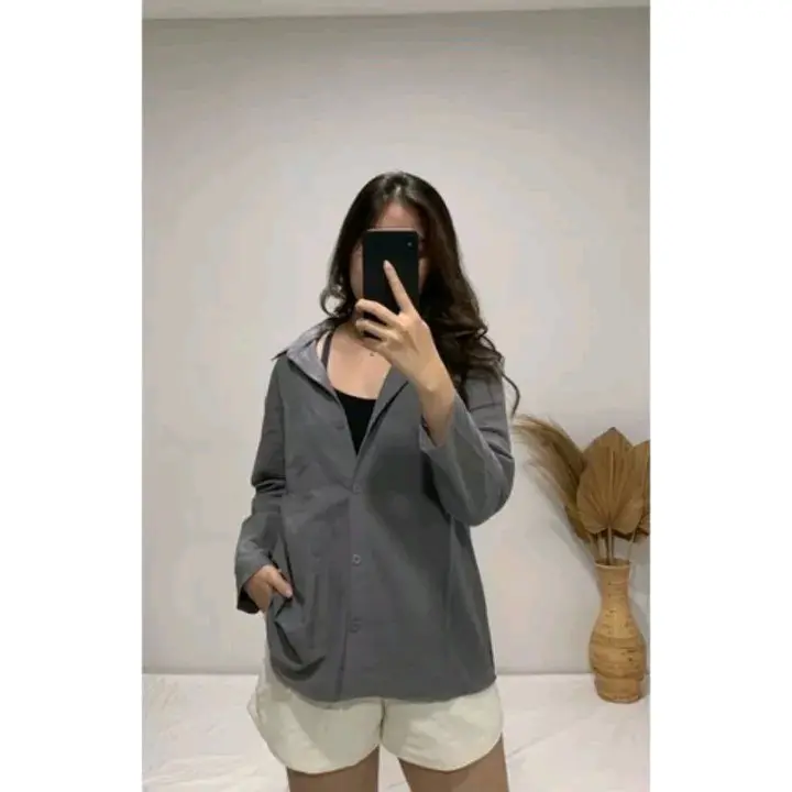 Kemeja Polos Wanita Lengan Panjang Bahan Katun Adem Baju Fit Kancing Linen 1