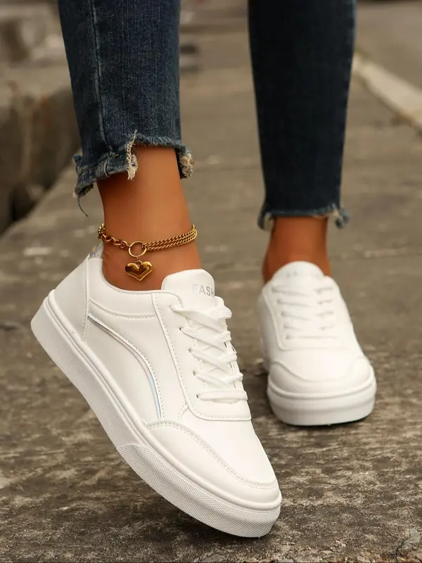 Women's Fashionable Lace Up Low Top Sneakers, Casual Comfortable Breathable Sports Shoes, All-match Round Toe Shoes for Daily Wear 5