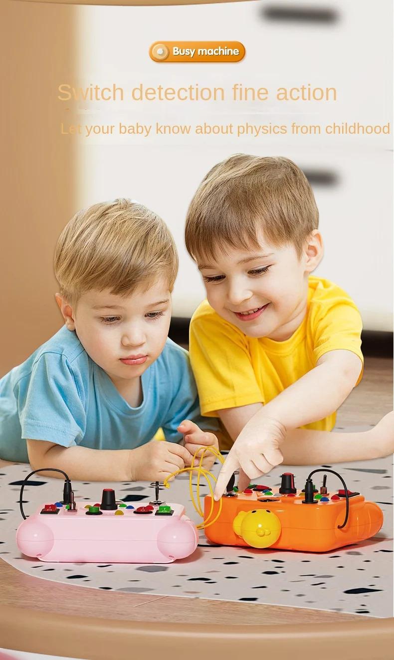 Product Introduction of Montessori Busy Board Sensory Toys Cartoon with LED Light Switch Control Board Travel Activities Children Game for 2-4 Years Old 4