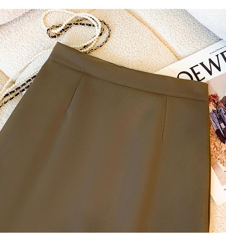 Product Introduction of AMMIN Korean style zipper high waist fashion pleated chiffon skirt Women 2024 Spring Fall retro solid color commuter A-line anti-slip hip wrap one-step dress 12