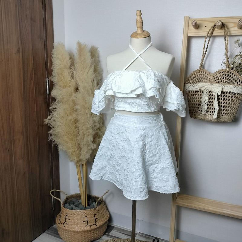 Product Introduction of 2M41 - SET áo cổ yếm và chân váy chữ A , Set đồ nữ đi chơi trẻ trung,(eo 60-74cm vừa) Women 5