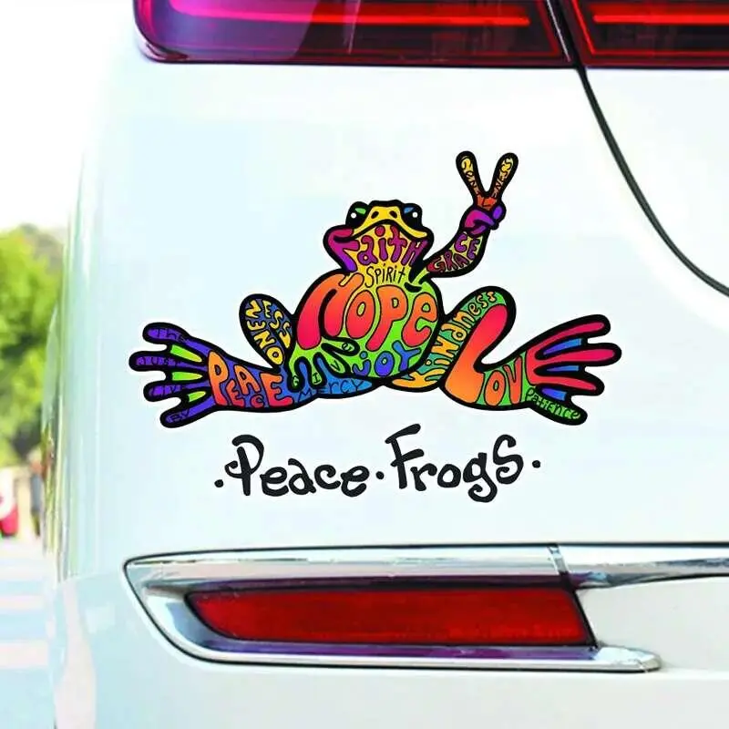 20*15cm Show The World Your Hope For Peace With This Colorful Frog Car Sticker