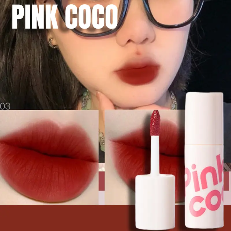 Son Kem Lì PINKCOCO, Bùn Môi Nhung Lì Son Môi Lê Đỏ Cà Phê Sữa Học Sinh 8