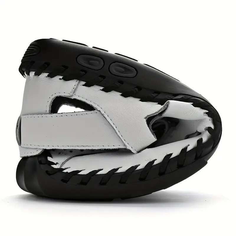 Men's Breathable Hollow Out Sandals, Closed Toe Fisherman Summer Shoes Hiking Beach Shoe Brown Black 5