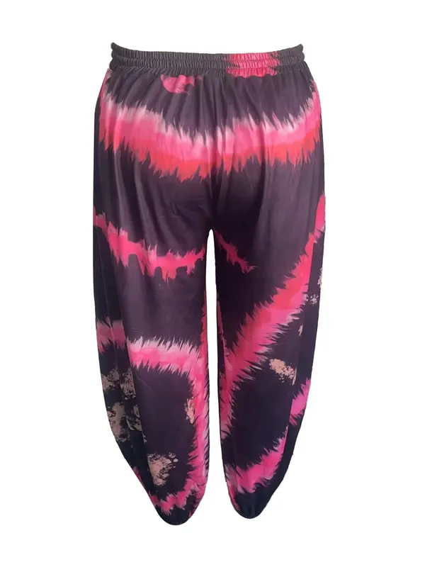 【Plus Size】 All Over Tie Dye Print Pants, Casual Comfy Trousers for Daily Wear, Women's Bottoms for Summer 1