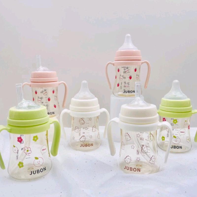 Bình sữa PPSU cho bé sơ sinh kèm tay cầm và ống hút jubon size 180ml và 280ml cho bé Tập Uống Kem Voi bộ dây bìnhsữa chobé