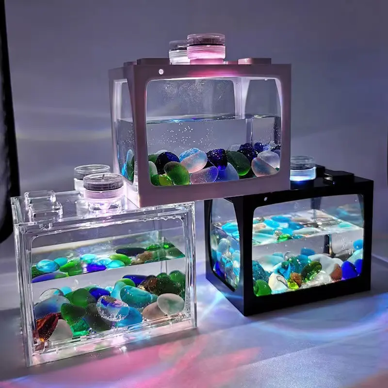 Mini Aquarium Block Tank Betta Guppy Fish Tank Building Block - TikTok ...