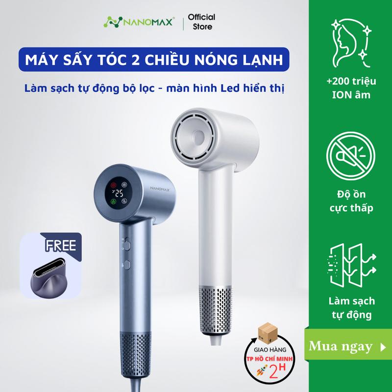 Máy Sấy Tóc NANOMAX R2 Màn Hình Hiển Thị Chế Độ Nhiệt Công Suất 1500W, 4 Chế Độ Nhiệt, 3 Tốc Độ Gió