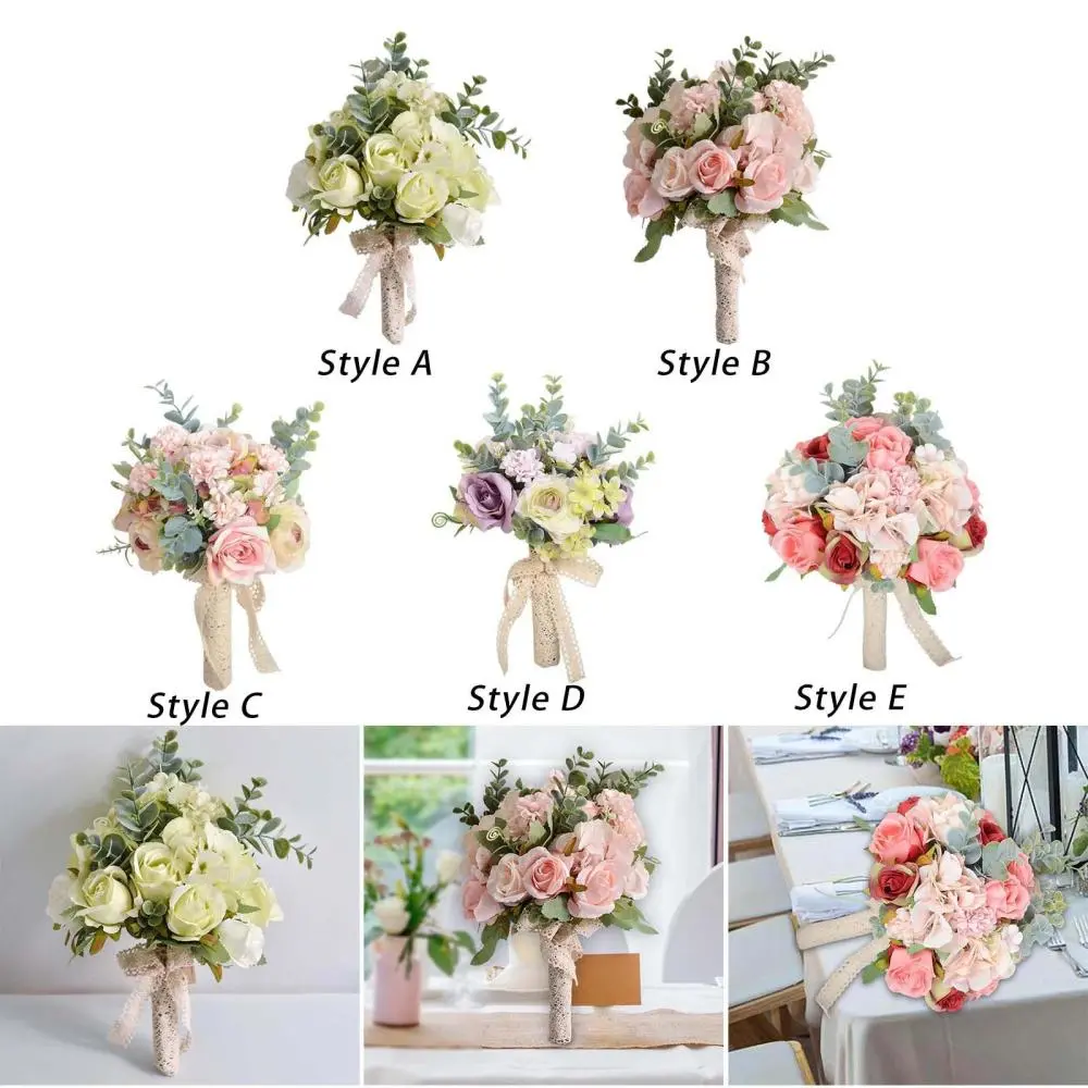 Bridal Wedding Bouquet Silk Flower Bouquet Handmade Artificial Flowers Bridal Hand Flower for Ceremony Anniversary Decorations