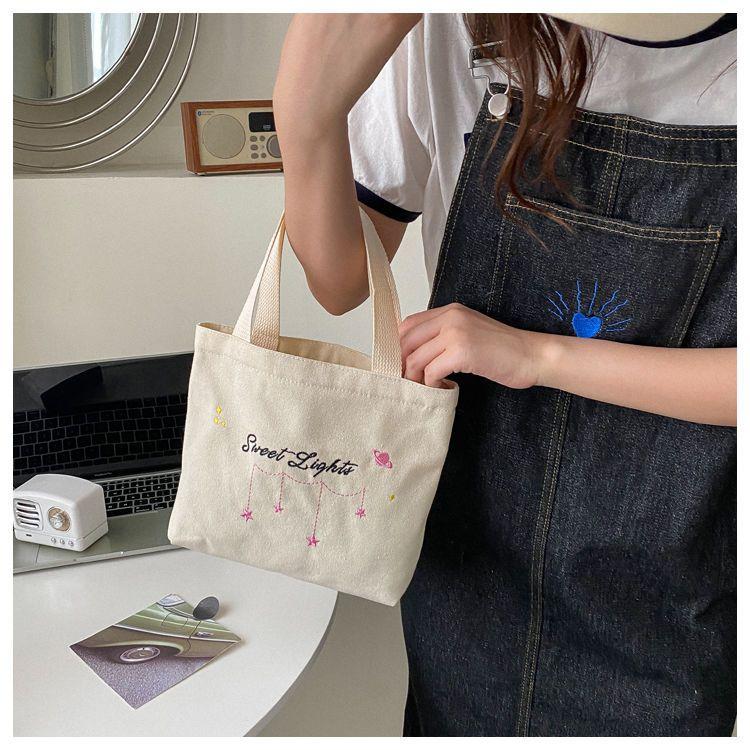 Product Introduction of Small Tote Bag Canvas Bag for Women Casual Small Bag Cloth Bag for Work Handheld Lunch Bag Student Lunch Box Bag with Zipper 12