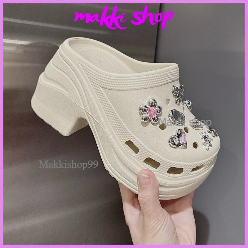 Tặng Charm Dép sục độn đế cao 8cm hàng VNXK dép sục rọ độn đế cao chất đúc EVA mềm hottrend