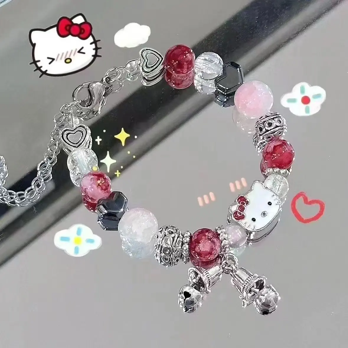 Vòng Tay Kitty, Thiết Kế Dễ Thương, Có Thể Điều Chỉnh, Thích Hợp Cho Các Cặp Đôi, Vòng Tay Dệt, Có Hộp, Lý Tưởng Cho Học Sinh, Dây Thừng Cầm Tay, Quà Tặng Bạn Bè  Poppyjoy Dễ Thương Vòng Đeo Tay Hình Mèo hello kitty / Bướm / Trái Tim Có Chuông Xinh Xắn