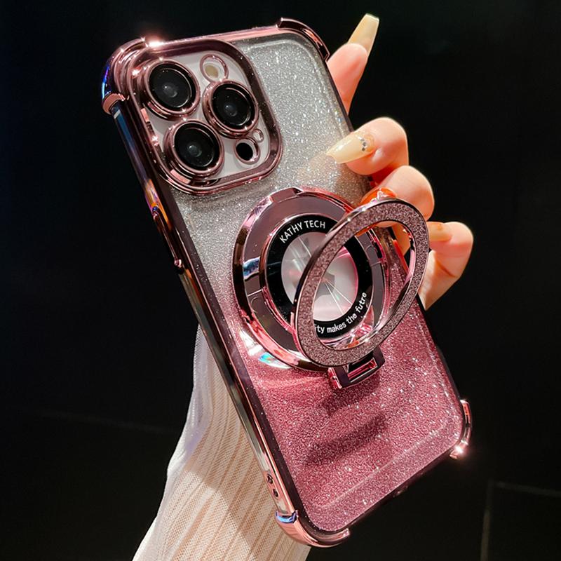 Ốp Điện Thoại Magsafe Lấp Lánh Gradient Sang Trọng, Thích Hợp Cho iPhone 15, 14, 13, 12, 11 Pro, X, XR, Xs Max, 8, 7 Plus, Ốp Bảo Vệ Điện Thoại Mềm Và Chống Sốc, Có Giá Đỡ Nam Châm, Phụ Kiện Ốp Lưng