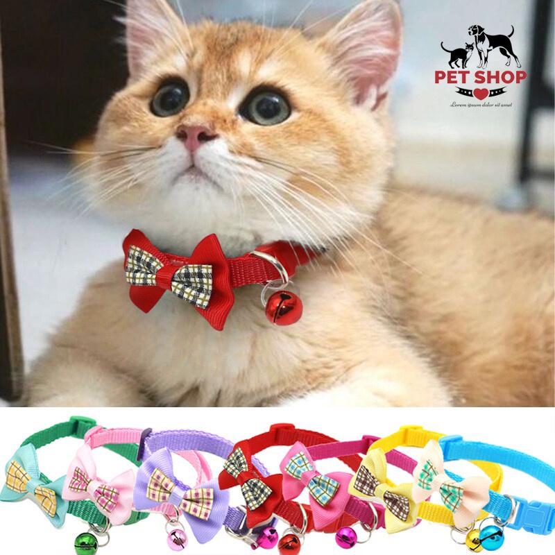 Vòng cổ kèm nơ cho mèo Vòng cổ có gắn chuông và nơ cho chó. Vòng cổ dễ thương dành cho Pet có thể điều chỉnh chống
