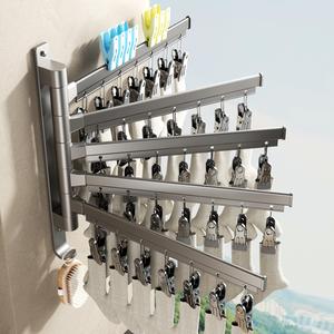 Socks Drying Rack Multi-Clip Folding Rotating Balcony Household Underwear Pants Multi-Functional No-Drill Clothes Drying Rack Magic Tool