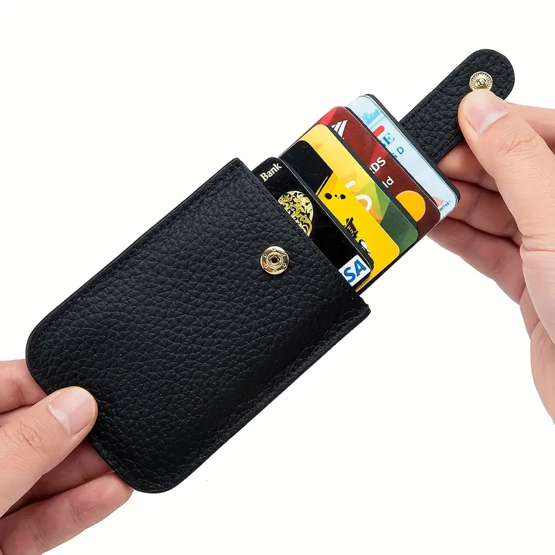 2pcs RFID Blocking Slim Card Wallets - Genuine Leather Credit Card Holder for Men & Women, Minimalist Design with Snap Closure, Teal & Black, Ultra-Thin & Compact RFID Protection, Rfid Protection Wallet |     Sleek Wallet Design |     Genuine Leather Wall 4