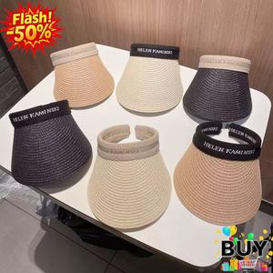 หมวกกันแดดสำหรับผู้หญิง หมวกปีกกว้าง หมวกเปิดด้านบน ป้องกันรังสียูวี หมวกฟางชายหาด หมวกฟางปากเป็ด หมวกแฟชั่น ผู้หญิง หมวก แฟชั่น แดด