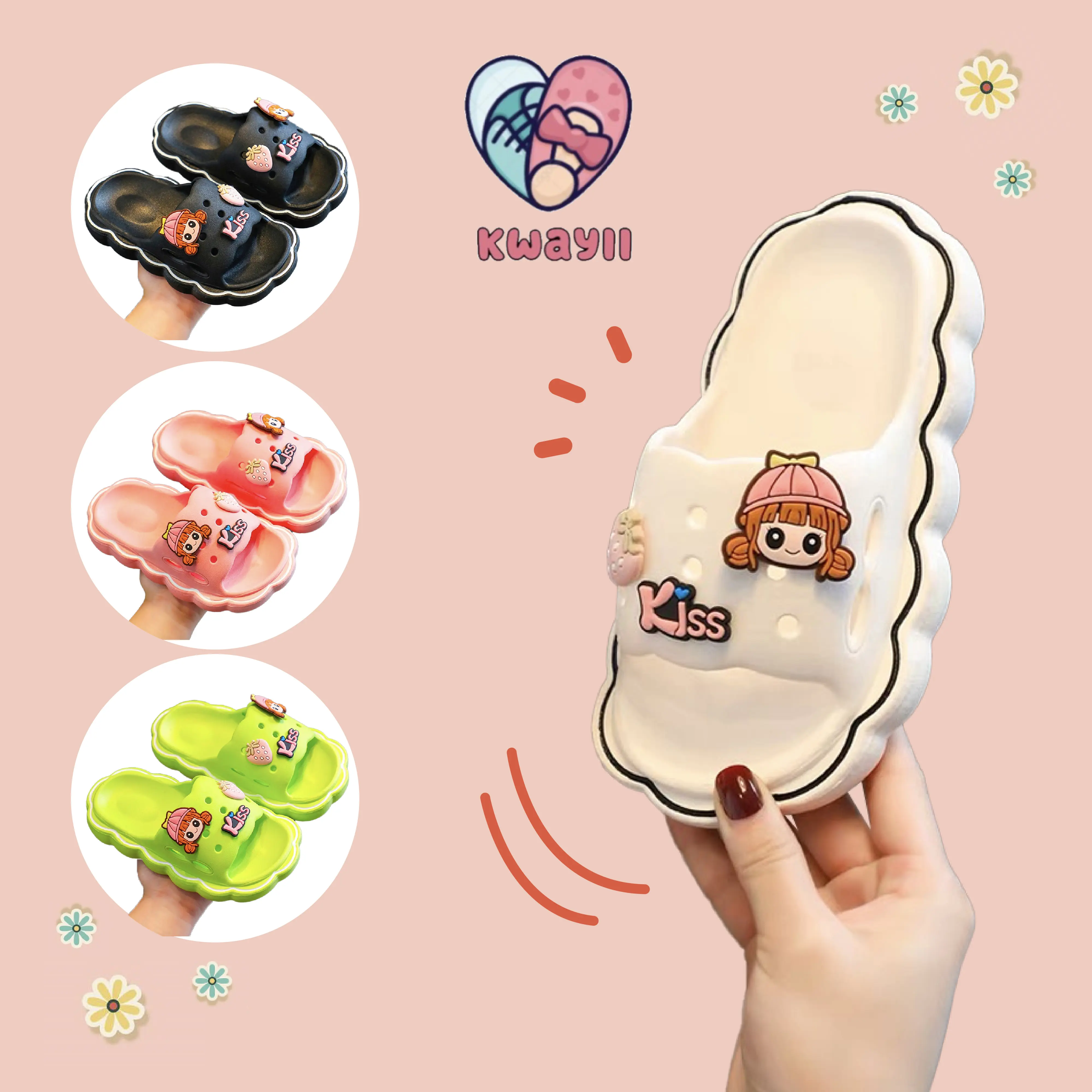 【Ready Stock】Kwayii Kids Adult Cute Cartoon Casual Girls Sandal Slippers |Kasut Kartun Budak Wanita | Soft & Comfortable
