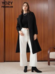 YOZY Women's Solid Button Front Lapel Neck Coat, Casual Long Sleeve Double Button Pocket Outerwear for Fall & Winter, Women's Clothing for Daily Wear, Fall&Winter Outfits