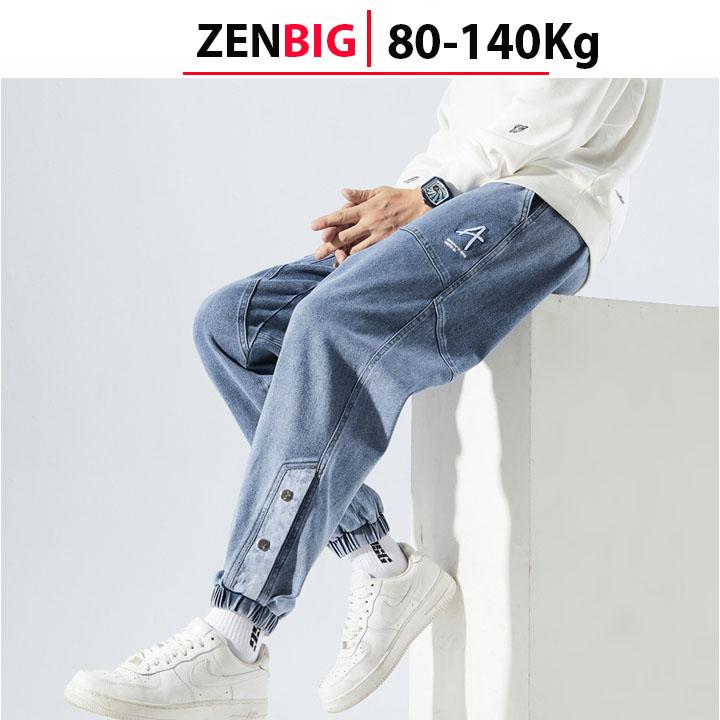 Quần dài big size nam ZENBIG kiểu quần jogger bó gấu, quần Jean bigsize dành cho người mập người béo từ 80-140kg Sport Trang Phục