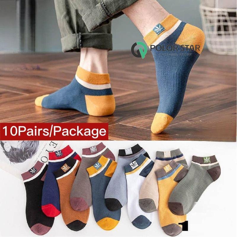 Kaus kaki bernapas berkualitas tinggi untuk olahraga dan mode dalam warna bisnis dengan desain daun maple - 10 pasang 0