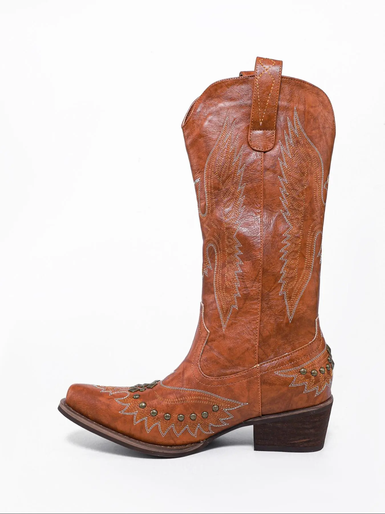 Fashionable Studded Decor Cowboy Boots, Casual Pointed Toe Knee Boots for Daily Wear, Western Cowboy Boots for Women