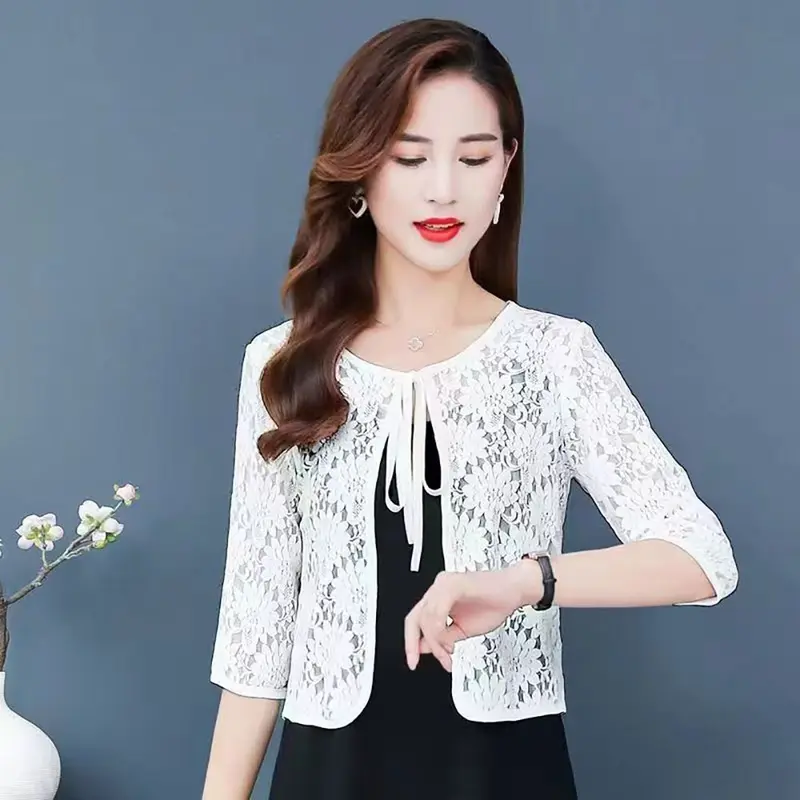 Áo Khoác Ren Mỏng, Nhiều Màu, Khăn Choàng Ren, Thoáng Khí, Áo Khoác Ngắn Mỏng, Khăn Choàng Vải Tuyn, Dành Cho Nữ 0