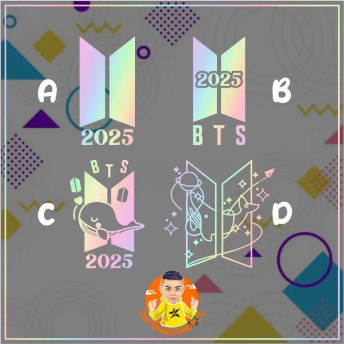 Cutting Stiker BTS Whalen Logo 2025 Gold Hitam Gold Hitam Gold Hitam Putih