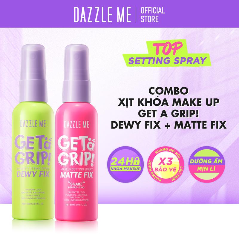 Xịt Khóa Makeup DAZZLE ME Xịt Cố Định Lớp Trang Điểm Lâu Trôi Và Kiểm Soát Dầu Dưỡng Ẩm Trên Da Makeup Setting Spray Dewy Matte 60ml Cosmetic Nữ Women Mỹ Phẩm