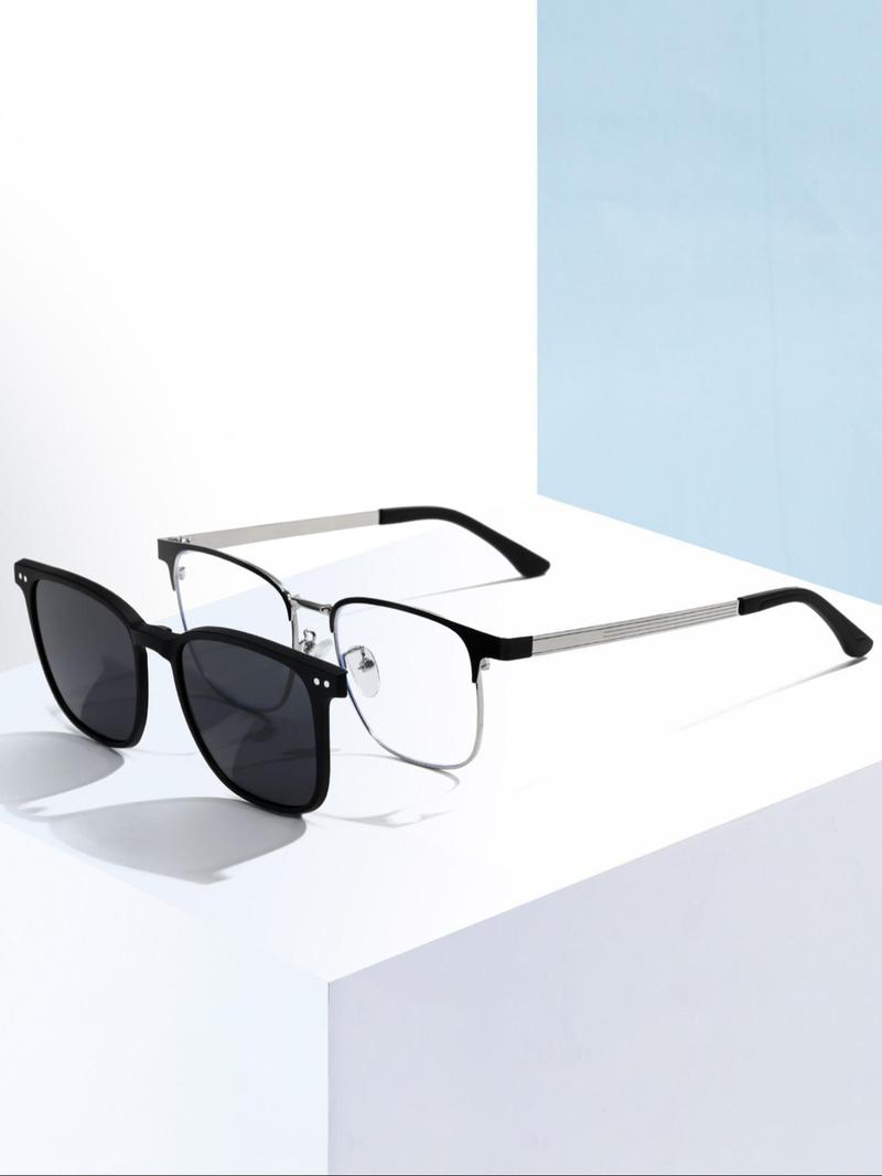 Product Introduction of Unisex Simple Style Plain Color Sunglasses, Trendy Casual Rectangle Frame Sunglasses for Everyday Use, Fashion Accessories for Outdoor Activities 0