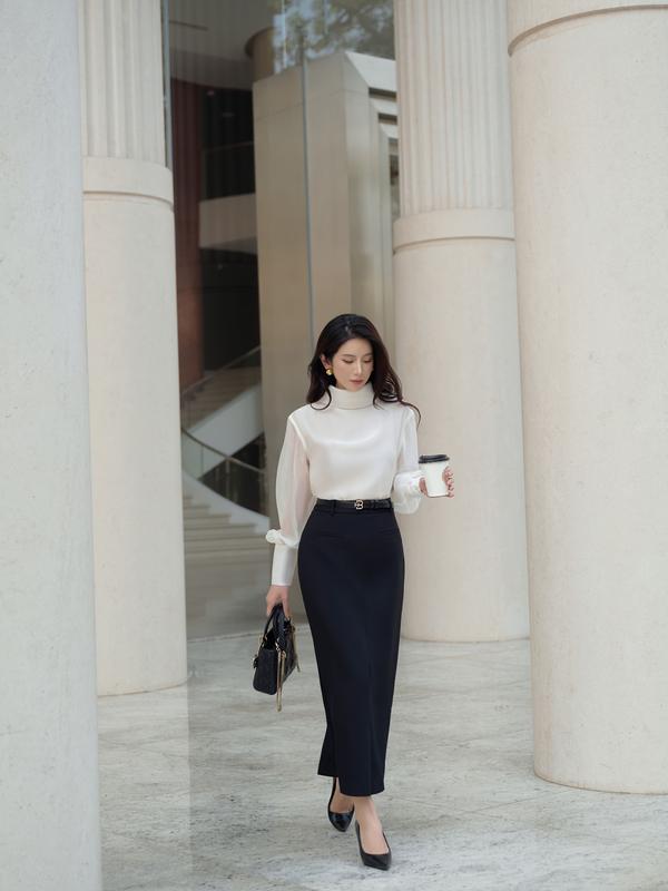 Áo tơ cổ cao dài tay 3 màu BOHEE - A365 Top Nữ