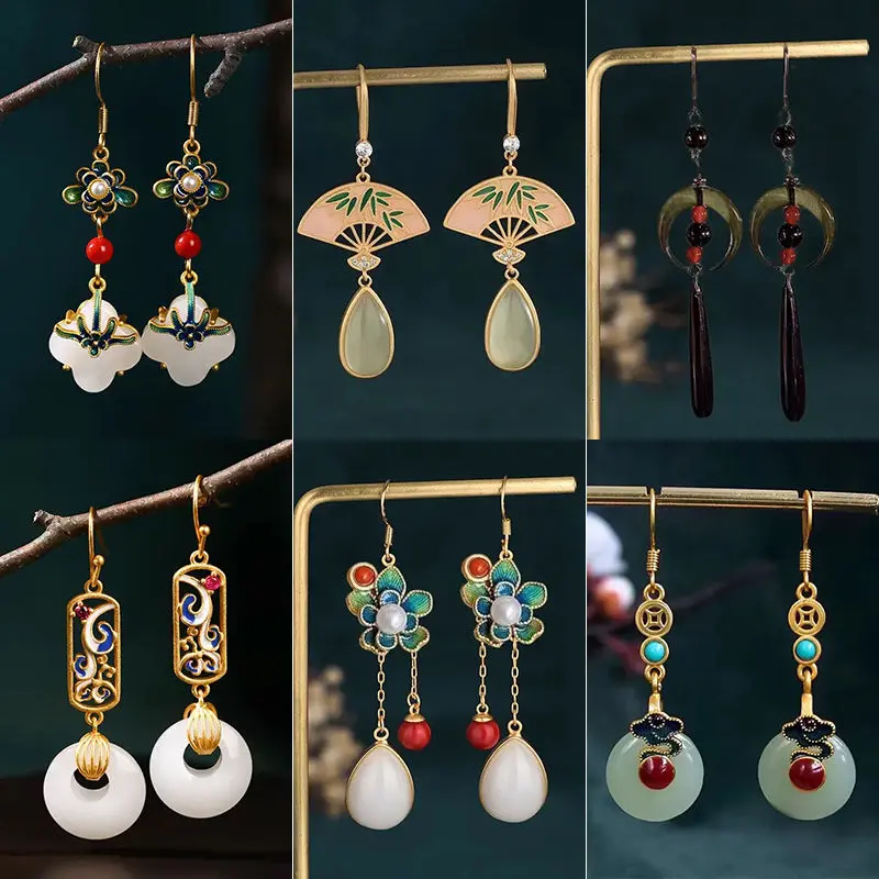 Chinese Style New Chinese Style Earrings Female Tassel Antique Earrings Retro National Trend Earrings 2024 New Ancient Chinese Clothing Earrings