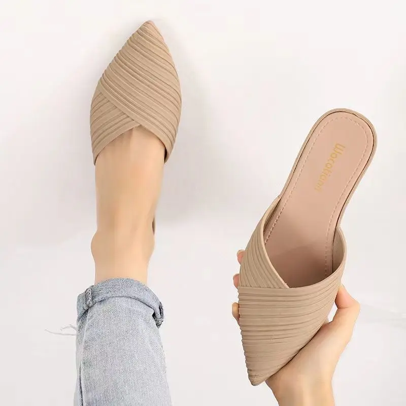 Dép Nữ, Thời Trang Phong Cách Hàn Quốc, Bít Mũi, Gót Chunky, Dép Lười Nửa, Chống Trượt, Chống Thấm Nước, Giày Thạch Nhựa, Đế Mềm, Dép Thoải Mái