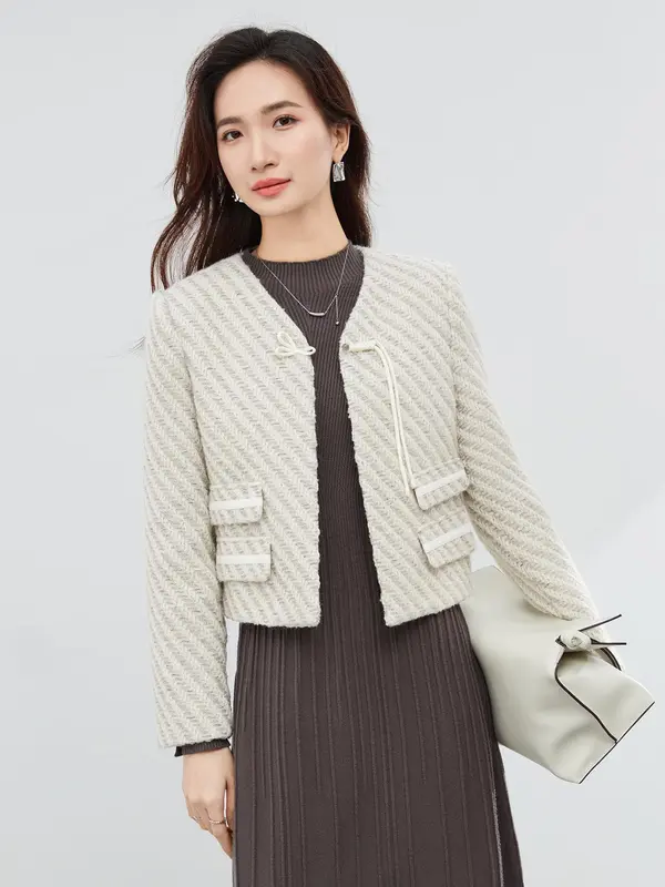 Women's Solid Color Button Front Jacket, Casual Long Sleeve V Neck Outerwear for Fall & Winter, Women's Clothing for Daily Wear 6