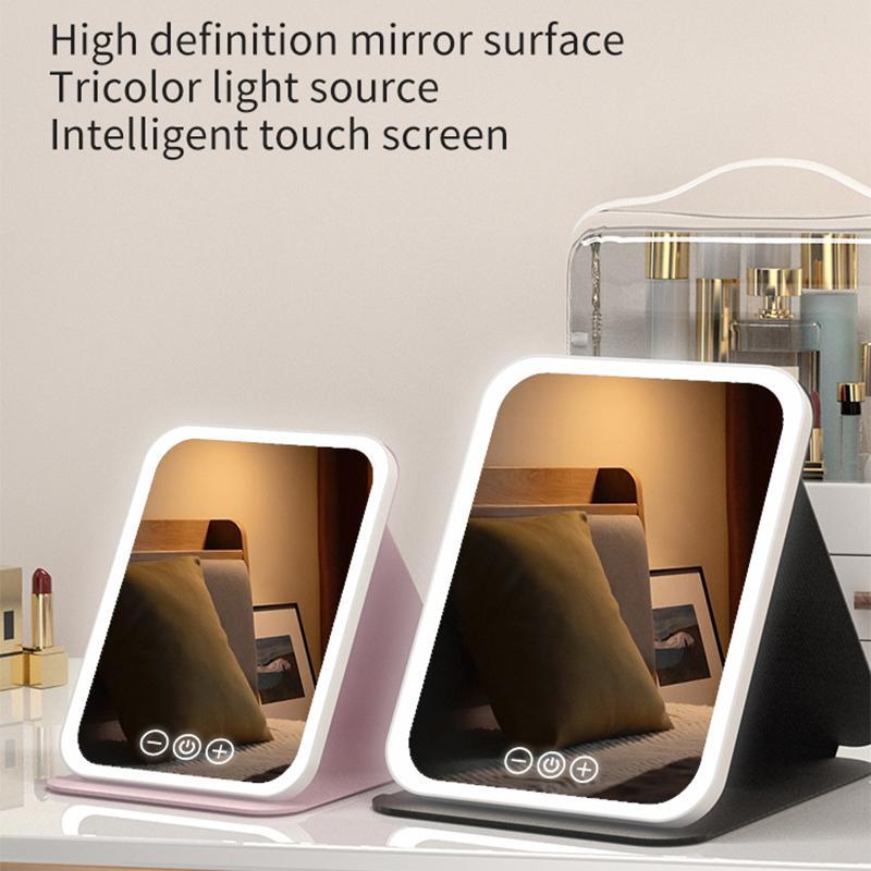 LED Light Adjustable Portable Travel Folding Makeup Mirror with Light, USB Rechargeable Desktop Makeup Mirror, High Beauty Gift Makeup Mirror 6