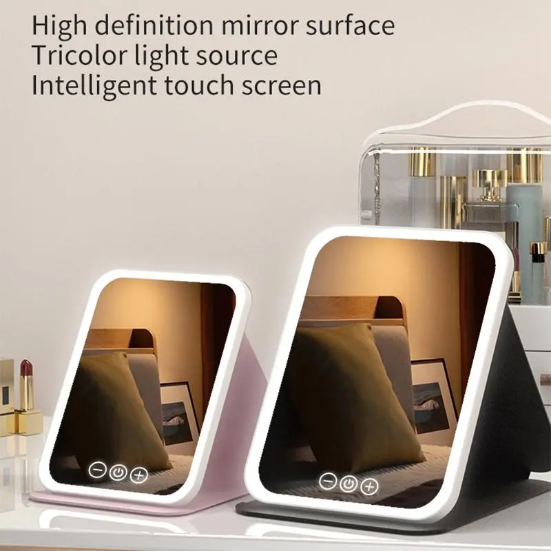 LED Light Adjustable Portable Travel Folding Makeup Mirror with Light, USB Rechargeable Desktop Makeup Mirror, High Beauty Gift Makeup Mirror 6